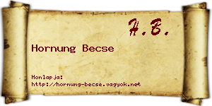 Hornung Becse névjegykártya